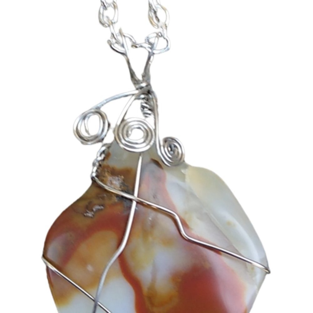 Handmade Agate Stone Pendant hand wrapped - Picture 2 of 5